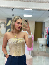 Load image into Gallery viewer, Gold denim top