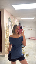 Load image into Gallery viewer, Navy off shoulder top