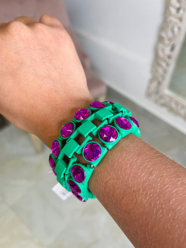 Aqua & fuchsia bracelet