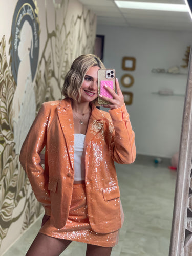 Orange sequin blazer