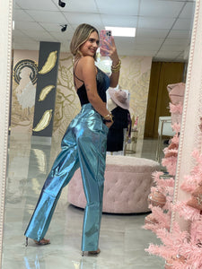 Baby blue metallic pants