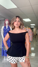 Load image into Gallery viewer, Peplum black top