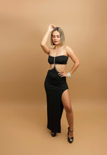 Load image into Gallery viewer, Black Rhinestone Maxi Dress