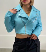 Load image into Gallery viewer, Baby Blue Leather Jacket