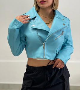 Baby Blue Leather Jacket